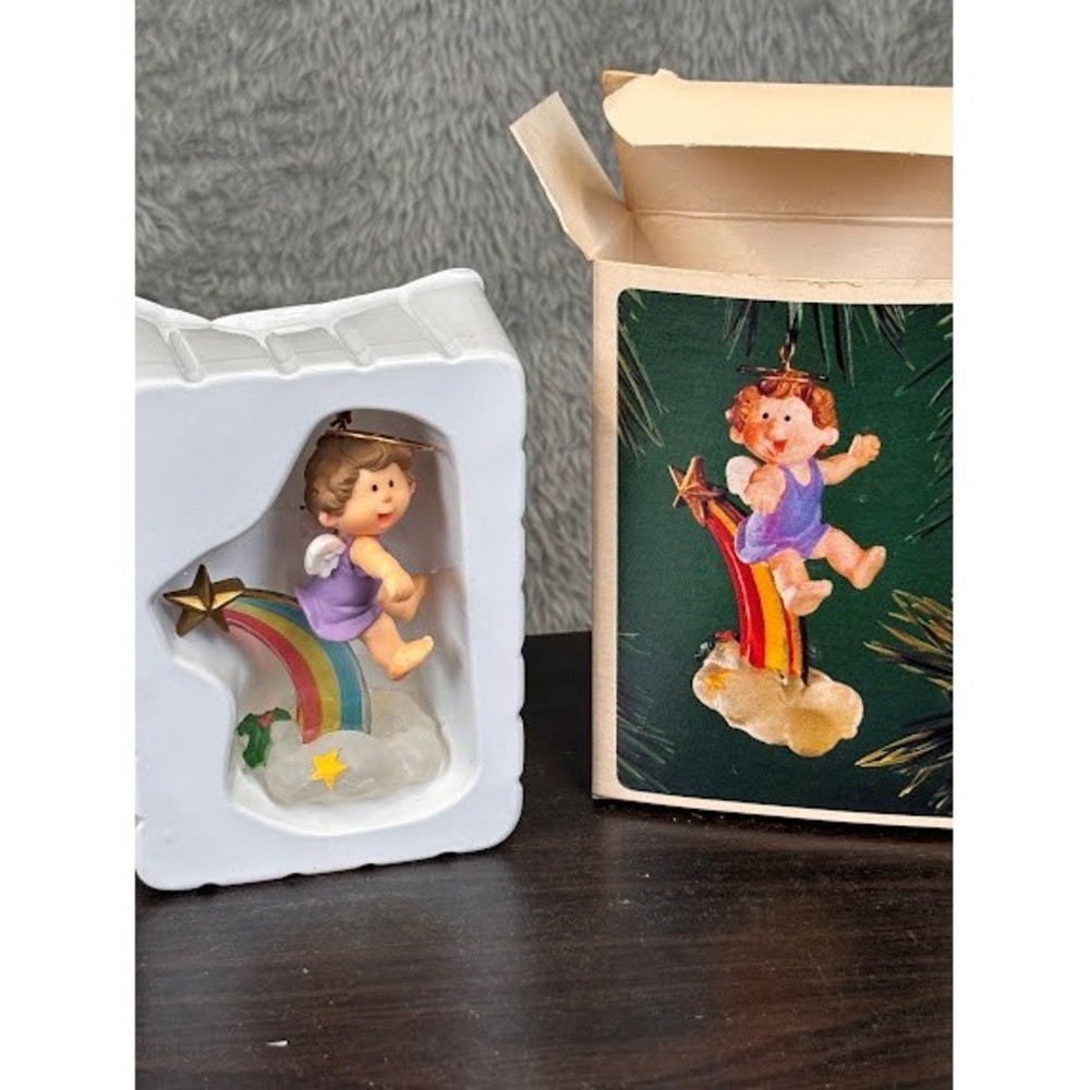 Vintage Hallmark Keepsake Ornament Lot 3 1980s Rainbow Musical Angels Cherubs - Picture 9 of 9